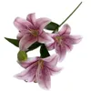 E￩n faux bloem lange stam 3D printing lily 3 koppen per stuk simulatie real touch lilium brownii voor bruiloft centerpieces