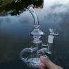 Корабль от моря 7 -дюймовые кальяны Klein Tornado Recycler Стеклянные бонги 5 мм водные трубы прозрачные нагнутые буровые установки с 14 -миллиметровым соединением с чашей