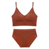 Ensembles de soutiens-gorge sans couture sous-vêtements de Sport sans fil confort facile sans armature couleur unie mince moule tasse Lingerie ensemble 221010