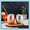 Konst och hantverk Arts Crafts Rostfritt st￥l Beer Cup Copper Mug Moskva Me Rose Gold Hammered Plated Drinkware Drop Delivery 2022 Home Dhkki