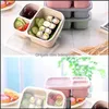 Zestawy organizacji przechowywania żywności Zestawy do przechowywania kuchni Zestawy Student Lunch Box 3 Grid Wheat St Biodegradable Microwave Bento Kid Dhxkc