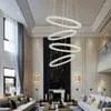Pendant Lamps Nordic K9 Crystal Ring Chandelier Modern Simple LED Living Room Bedroom Dining Decor Fixture Warm White Light Dimming Lamp