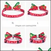 Dog Collars Leashes Christmas Pet Collar Woven Bow Knot Gold Sier Bell Tie Cat Supplies Wholesale Drop Delivery 2022 Home Garden Dog Dhhlp