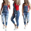 Dames jeans denim overalls casual slank fit enkellengte mager been gescheurde slabbib long jumpsuit 221011