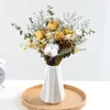 Faux Floral Greenery Natural Rose Wtar Qir Dried Eucalyptus Bouquet For Home Living Room Table Decoration 221010