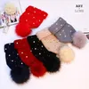 Berets Fashion Pearl Fur Pom Зимние теплые вязаные шляпы капот для женщин девочки черепа Beanie Hat Femme Cap Gorras Invierno повседневная