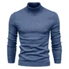 Herrtröjor Nya herrar vinterskurtlenhals tjock casual sköldpadda hals fast färg baskvalitet varm slim pullover kvinnor toppar g221010