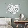 Miroirs un ensemble d'amour combinaison acrylique miroir Stickers muraux saint valentin bricolage décorations maison auto-adhésif étanche