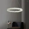 Pendelleuchten Nordic K9 Kristall Ring Kronleuchter Moderne einfache LED Wohnzimmer Schlafzimmer Esszimmer Dekor Fixture Warmweißes Licht Dimmen Lampe