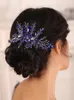 Headpieces Bohe Blue Rhinestone Crystal Wedding Accessories Hair Comb Bride To Be Headdress Hat Female Women Bridal Headwear