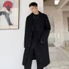 Men's Wool Winter Thicken Korean Style Long Trenchcoat Men Trench Coat Outerwear Man Japan Streetwear Vintage Woolen Jacket Overcoat