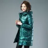 Women's Down Parkas Women Jacket Down Cotton Padded Female Coat 2022 New Winter Mid Long Fashion Glossy High Quality Warm Outwear Womens Parka Tops T221011