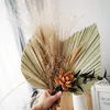 Faux Floral Greenery Advanced Dried Flowers Bouquet For Home Decration Real Palm Leaf Magnolia Wheat Eucalyptus Light Luxury Soft Living Room 221010