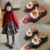 Platte schoenen Cozulma 2022 Leerkinderen Casual 1-12 jaar babymeisjes Princess Mary Jane Bow Tie Tie Dress Leer