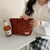 Cosmetic Bags Women's Rib Velvet Toilet Set Travel Bag Beauty Products Makeup Vintage Flower Printing Cosmetics Box