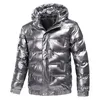 Mens Down Parkas Bright Leather Winter Mens Jacket Casual Parka Outwear Waterproof Puffer Padding Warm Stand med Hood Outwearing Coat 221010