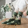 Women Socks Autumn Winter Cotton Cute Cartoon Striped Japanese Style Terry Crew For Girl Plaid Thick Warm