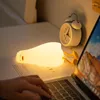 Luzes noturnas Sensor de pato Kwaii LED LED Recarregável Cartoon Silicone Bedroom Decoração de lâmpadas fofas TATING SWITCH GIR