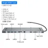 Multifuncional 10 em 1 tipo C Universal Docking Station Stand Video Display USB 3.0 HD Splitter Splitter Hub