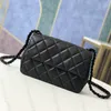 12A Atualização Espelho Qualidade Pequeno Panda Bolsa S Designer Real Couro De Bezerro Acolchoado Bolsa Feminina So Black Flap Bolsa Crossbody Alça De Ombro Sacos De Caixa De Corrente