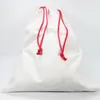 Sublimación de almacén de EE. UU. Bolsa blanca en blanco decoraciones navideñas Transferido de calor Bolsa de compras de caramelo con mango de cuerda para regalos de Navidad Empaque Big Tamaño B5