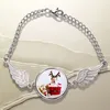 DIY sublimation blank mens love bracelet for woman silver angle wing transfer printing alloy round bracelet designer Souvenir Family Christmas Gift