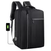 DHL30pcs Backpack Men Polyester Plain Wear Resistance Waterproof With USB Charging Business Crossbody Bag Reflective Strip Design