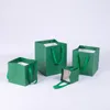 ギフトラップ高品質のグリーンペーパーキャンディボックスリボンバッグパッケージクッキープレゼントパッキングの好意コンテナDEC
