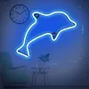 Gece Işıkları Dolphin Neon Sign Splaks Duvar Dekoru için Neon İşaretleri USB veya Batarya Güçlü Neon Gece Işığı Yatak Odası için