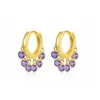 Hoop Earrings CCFJOYAS 925 Sterling Silver Luxury Zircon Charm Small Earring For Women Purple/White/Black Color Set Jewelry