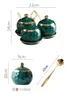 Bottiglie di stoccaggio Barattolo di condimento Forniture per la cucina Zuccheriera Bordo oro verde Bacchette in ceramica di vetro Bottiglia Scatola per la casa