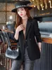 Ternos femininos Moda feminina Mulheres trabalhos formais usam blazer feminino bege café preto sólido manga comprida casaco de decoração de botão