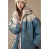 Parkas en duvet pour femmes UMI MAO Style neutre automne hiver produits ample polyvalent couleur assortie laine d'agneau fausse veste en cuir deux pièces pour femmes 221010