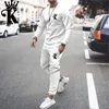 Mens Tracksuits Herr Höstlång ärm TshirtTrousers Set 2 -delad Fashion Suit Jogger Trend Streetwear Overdized Daily Male Outfit Clothing 221010
