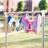 Conservazione dell'abbigliamento 2 in 1 multifunzionale per scarpe per bambini Appendiabiti per stendibiancheria Portascarpe da appendere in plastica