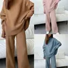 Tweedelige jurk Mode Losse coltrui Gebreid Casual tweedelige set Hoodies Joggerbroeksets Dames Herfst Winter Casual dame 221010