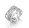 wysokiej jakości retro hipster otwierający Pierścień Otwarcie Rose Gold Full Diamond Multi-Cyrcon Pierścień cyrkonu