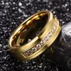 Wedding Rings VAKKI Men's 8MM Tungsten Carbide Ring Band With Round Cubic Zirconia Gold Plated CZ Engagement Size 7-122680