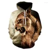 Erkek Hoodies Yenilik Glow Aslan Hoodie Hayvan Giyim Komik Sweatshirt 3D Baskı Spor Giyim UNISEX Sonbahar Kış Ceket