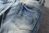 Jeans da uomo con lettera ricamata, pantaloni in denim effetto consumato, blu, strappati, strappati, strappati, neri, skinny, dritti, con fori, taglia 28-40 lunghi