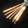 Cordes 8 Tube Meteor Shower Rain Luces LED Fée Guirlande Lumineuse Décorations De Noël En Plein Air Pour La Maison Année Guirnalda Extérieur
