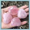 Artes e artesanato Natural Rose Quartz Heart Pink Crystal Cryved Palm Love Love Gemstone Lover Gife Stone Gems Drop Delivery Dhdap