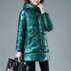 Women's Down Parkas Women Jacket Down Cotton Padded Female Coat 2022 New Winter Mid Long Fashion Glossy High Quality Warm Outwear Womens Parka Tops T221011
