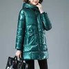 Dames down parkas dames jas down cotton met katoengevulde vrouwelijke jas 2022 nieuwe winter midden lange mode glanzen hoge hoogwaardige warme outdarse dames parka tops t221011