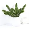 クリスマスの装飾装飾緑の松の針人工花xmasウェディングスクラップブック植物クラフト10pcsギフト偽の木R1x1