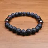 Strand Men Bracelet Natural Moonstone Bead Tibetan Buddha Chakra Lava Stone Bracelets Diffuser Jewelry Gift Drop