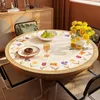 Toalha de mesa redonda para toalhas de mesa redonda impressão de flor romântica PVC Couro externo de decoração Tapete Mantel Mesa