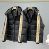 Jaqueta de pena masculina jaqueta puffer casaco parkas inverno feminino jaqueta de inverno com capuz com zíper moletons quentes para casais casacos carta outwear preto roupas masculinas femininas