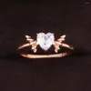 Eheringe Herzring Kreatives Design Frauen mit zweifarbigem Kubikzircon Mode Verlobung Femme Schmuck Geschenk