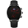 ساعة Wristwatches Watches for Men Fashion Quartz Watch Business Vervent Casual Black Leather Band ذكر هدية الهدية RELOGIO MASCULINO